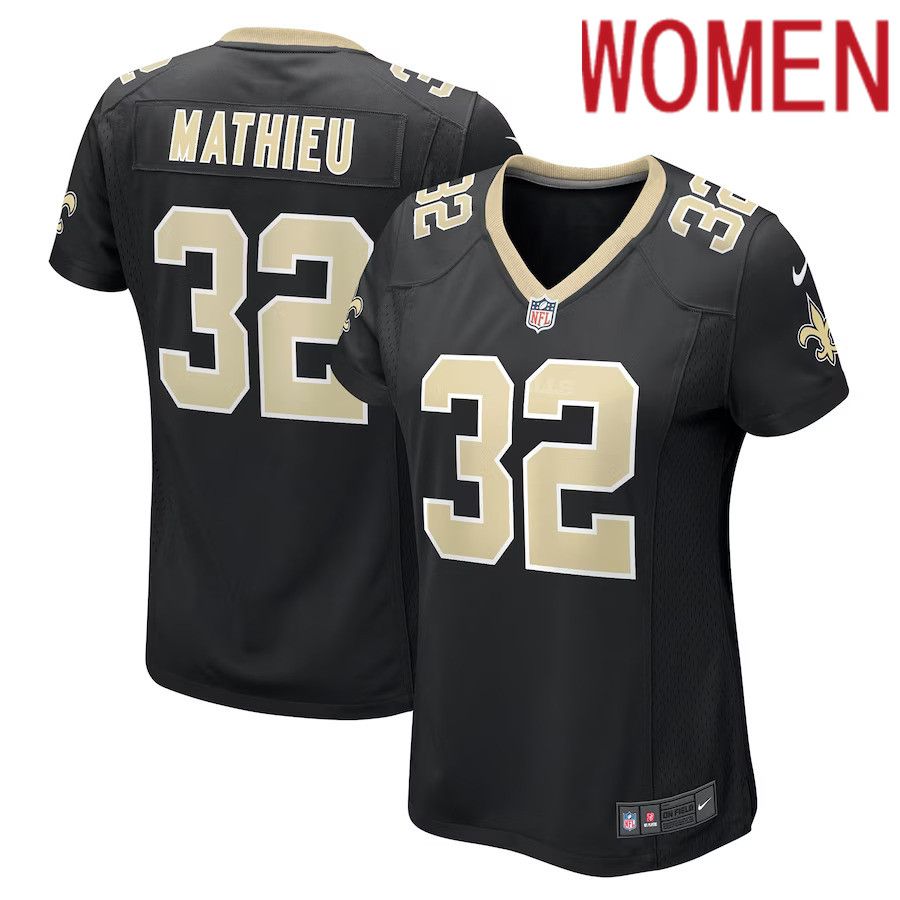 Women New Orleans Saints #32 Tyrann Mathieu Nike Black Game NFL Jersey->customized nfl jersey->Custom Jersey